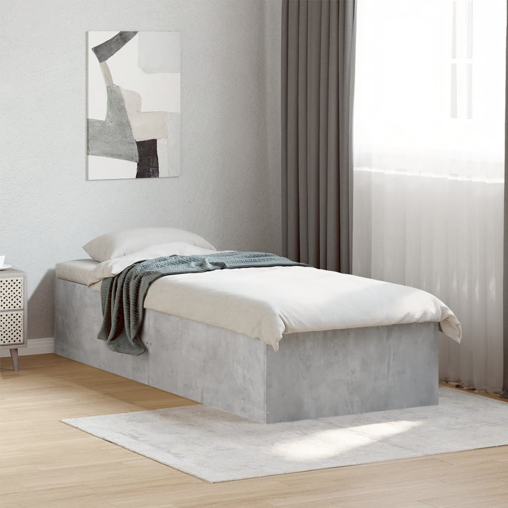 Cadre de lit sans matelas gris béton 90x200 cm - XIOS