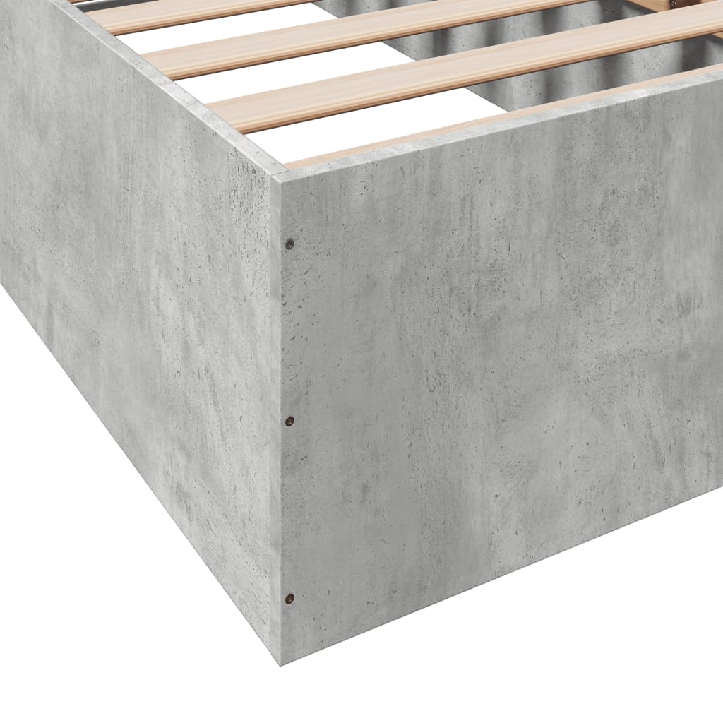 Cadre de lit sans matelas gris béton 90x200 cm - XIOS