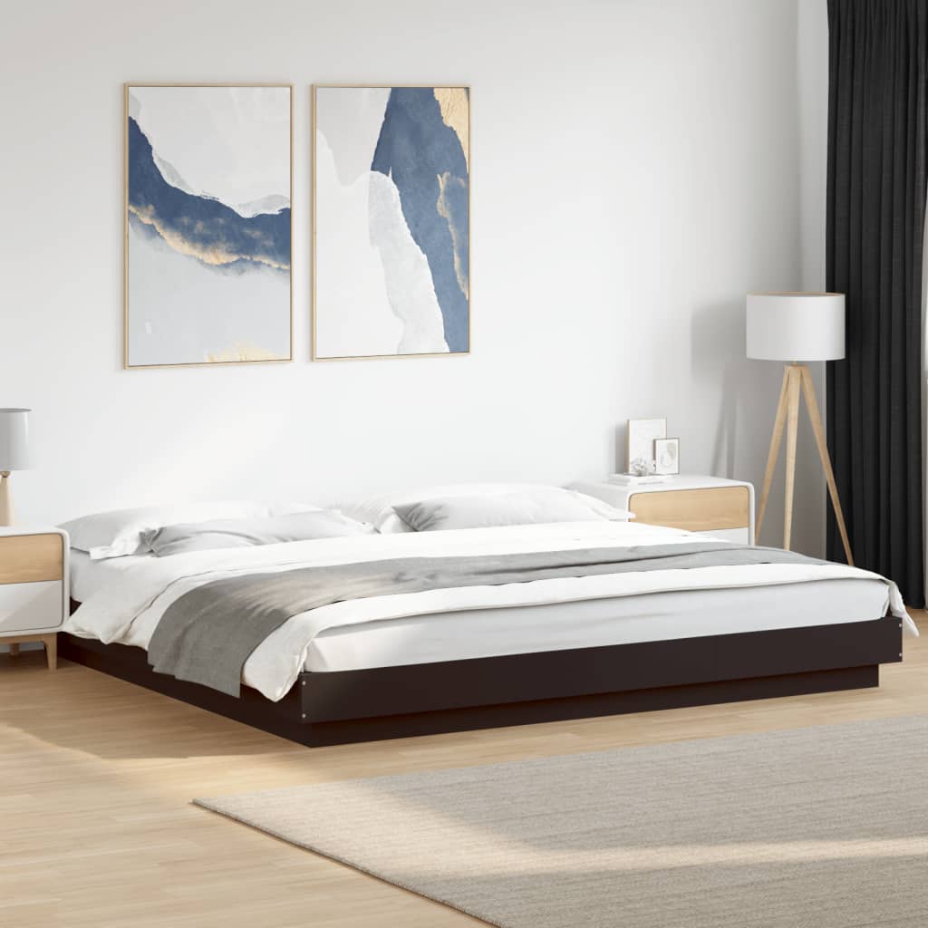 Cadre de lit avec lumières LED sans matelas noir 200x200 cm - XIOS