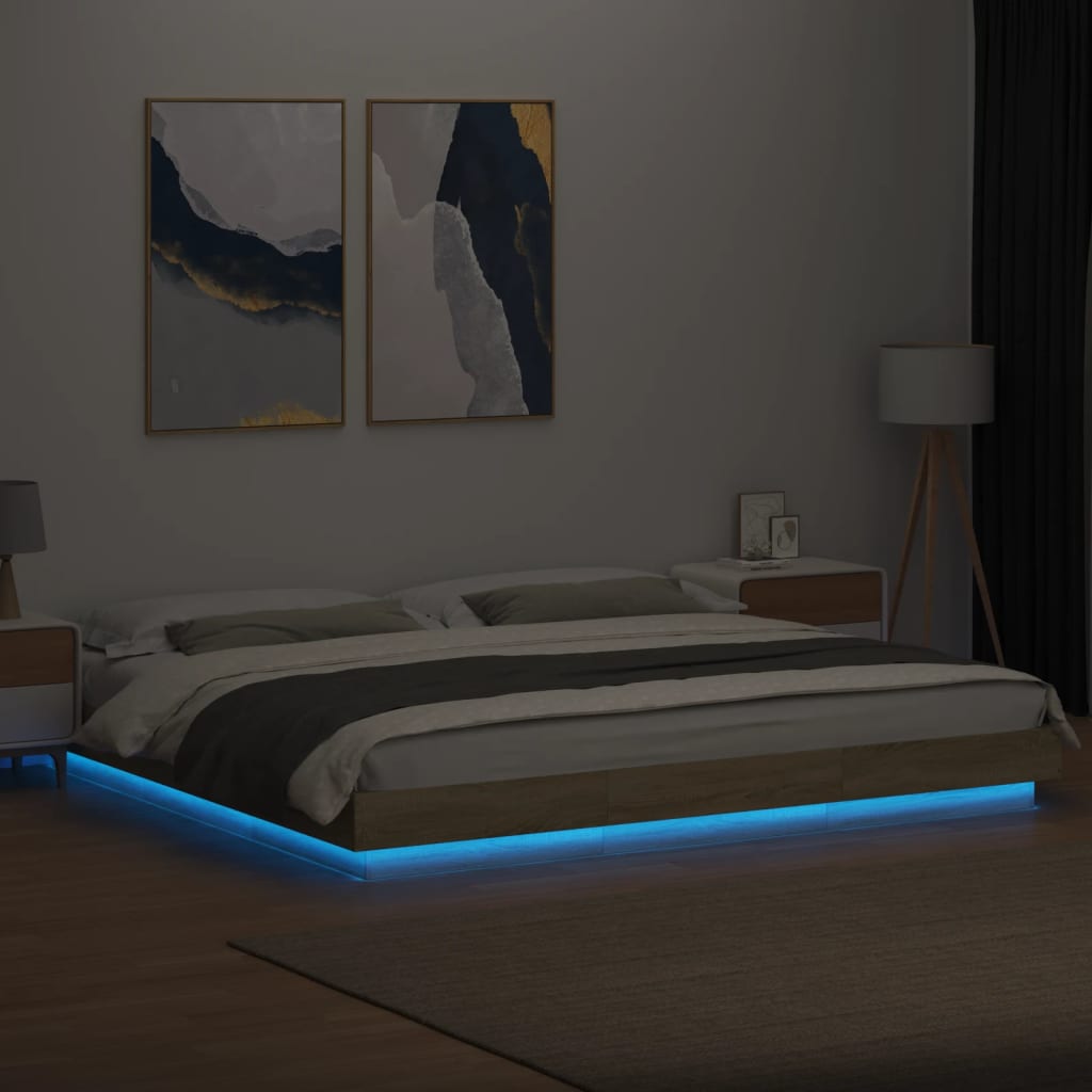 Cadre de lit avec lumières LED sans matelas 200x200 cm - XIOS