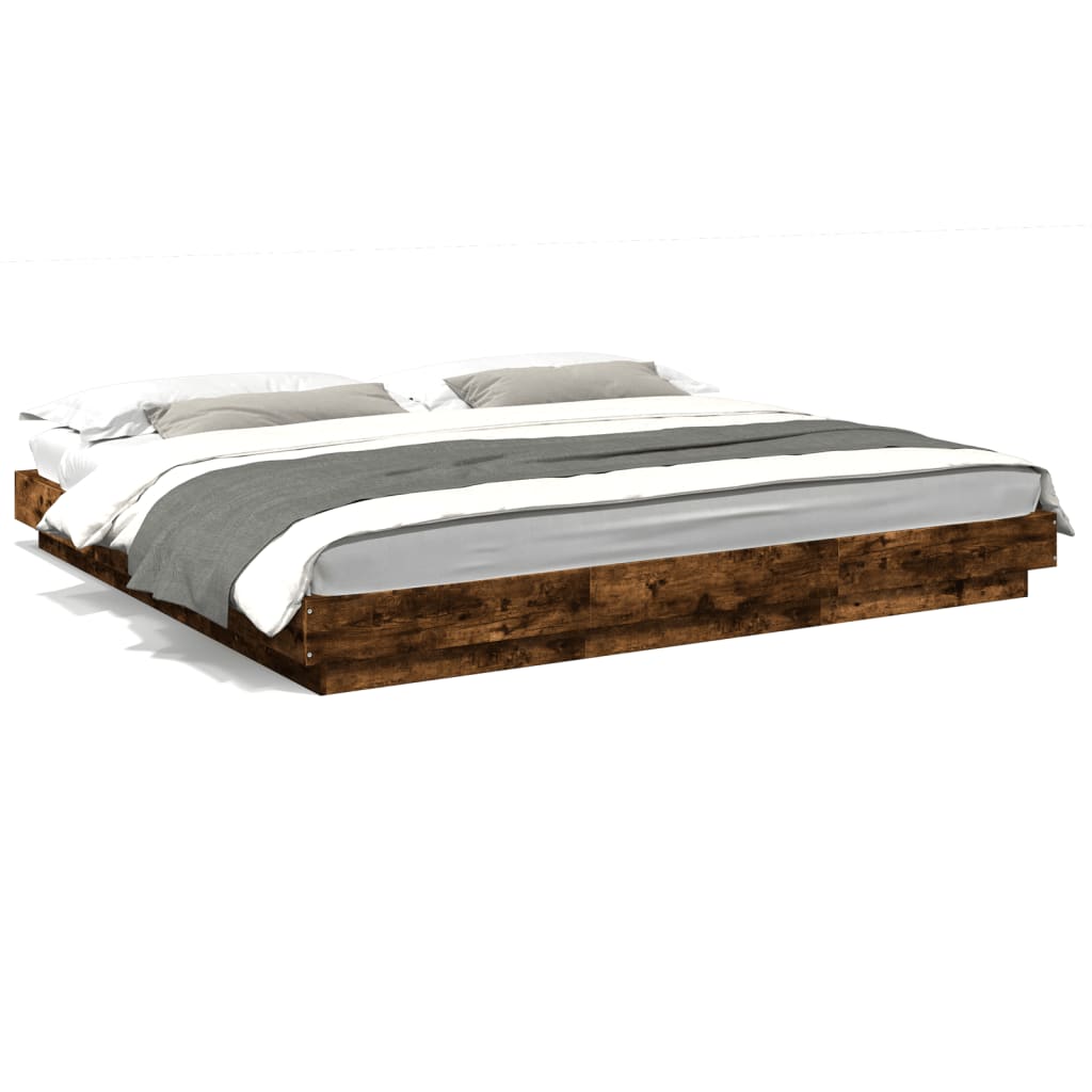 Cadre de lit et lumières LED sans matelas chêne fumé 200x200 cm - XIOS