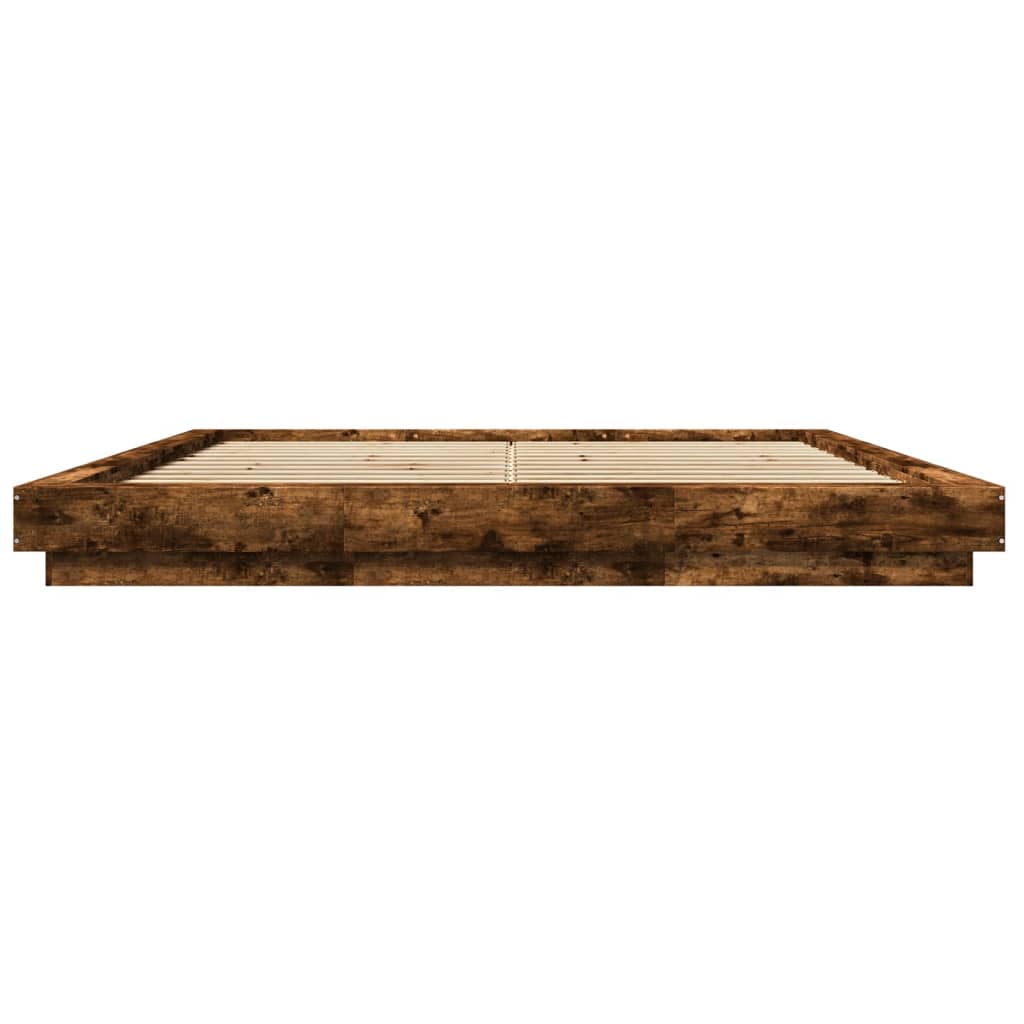 Cadre de lit et lumières LED sans matelas chêne fumé 200x200 cm - XIOS