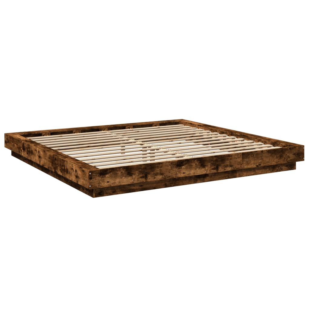Cadre de lit et lumières LED sans matelas chêne fumé 200x200 cm - XIOS