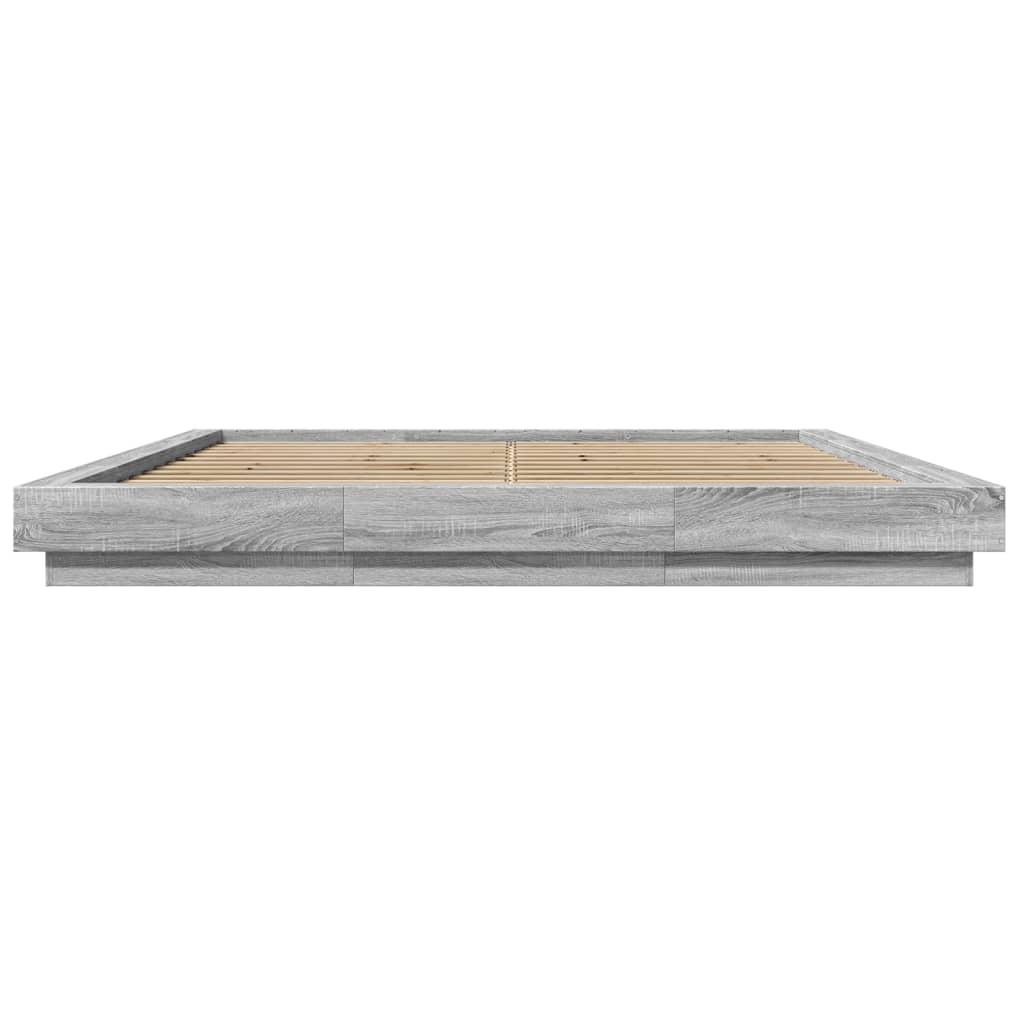 Cadre de lit et lumières LED sans matelas sonoma gris 200x200cm - XIOS