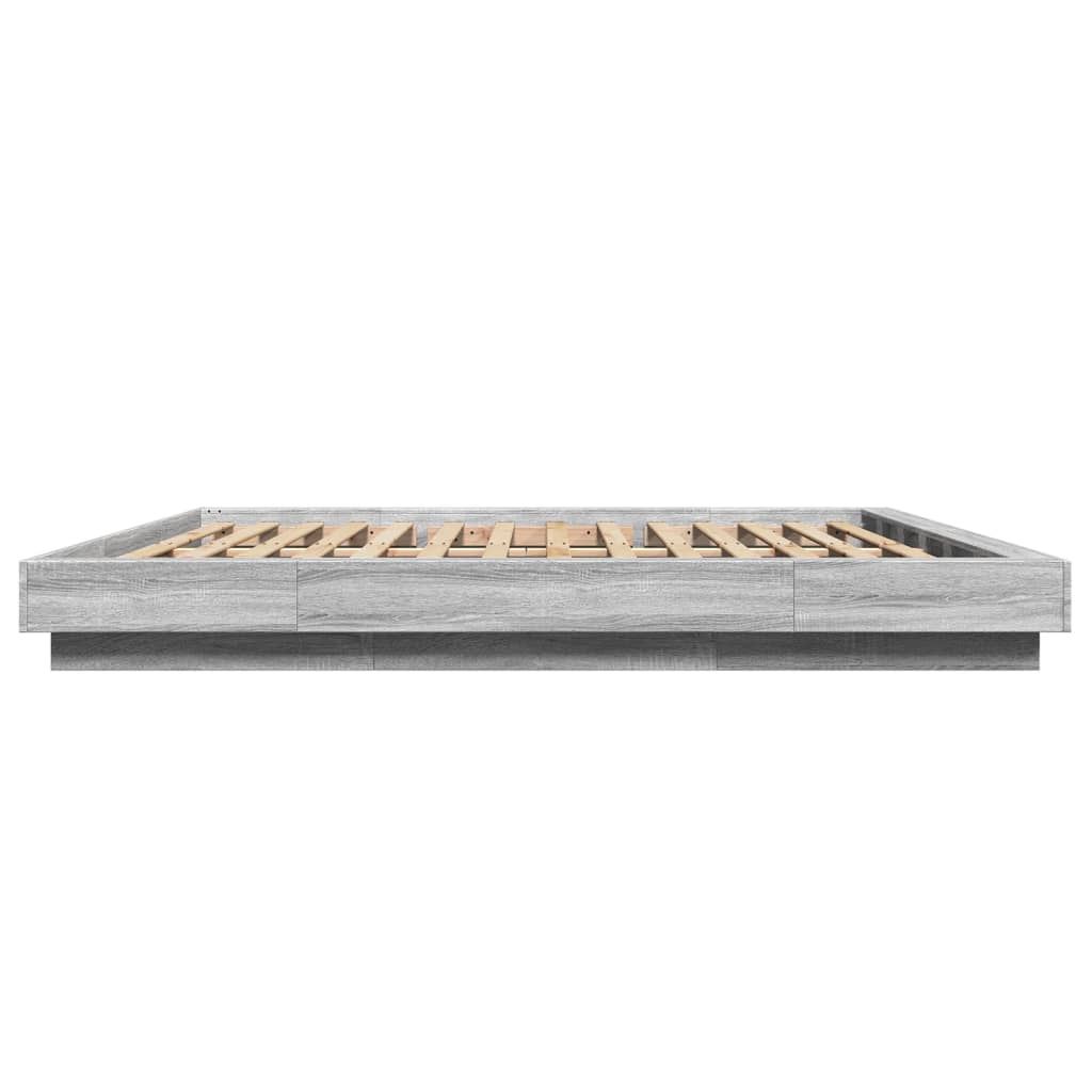 Cadre de lit et lumières LED sans matelas sonoma gris 200x200cm - XIOS