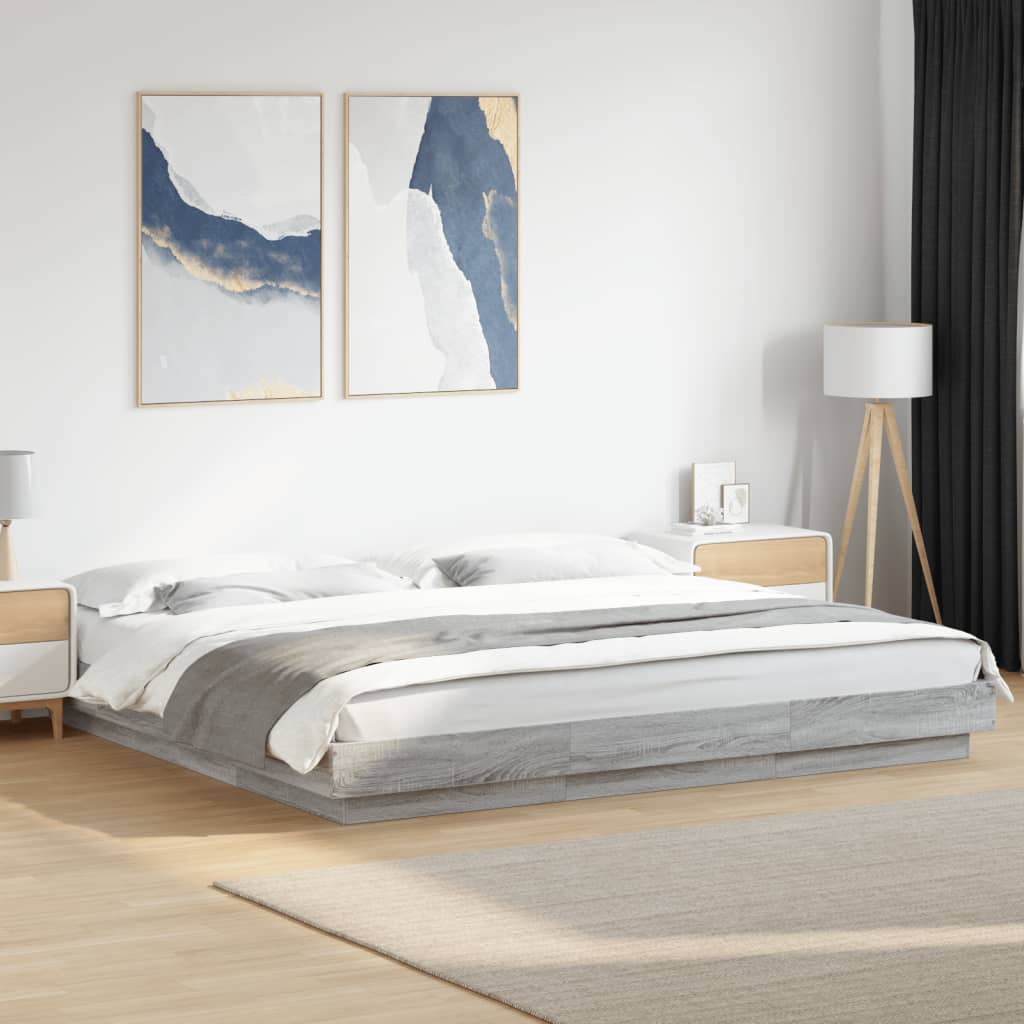 Cadre de lit et lumières LED sans matelas sonoma gris 200x200cm - XIOS