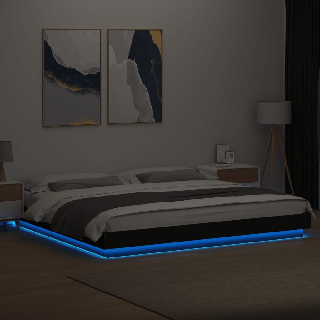 Cadre de lit avec lumières LED sans matelas noir 180x200 cm - XIOS