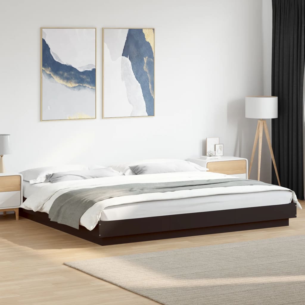 Cadre de lit avec lumières LED sans matelas noir 180x200 cm - XIOS