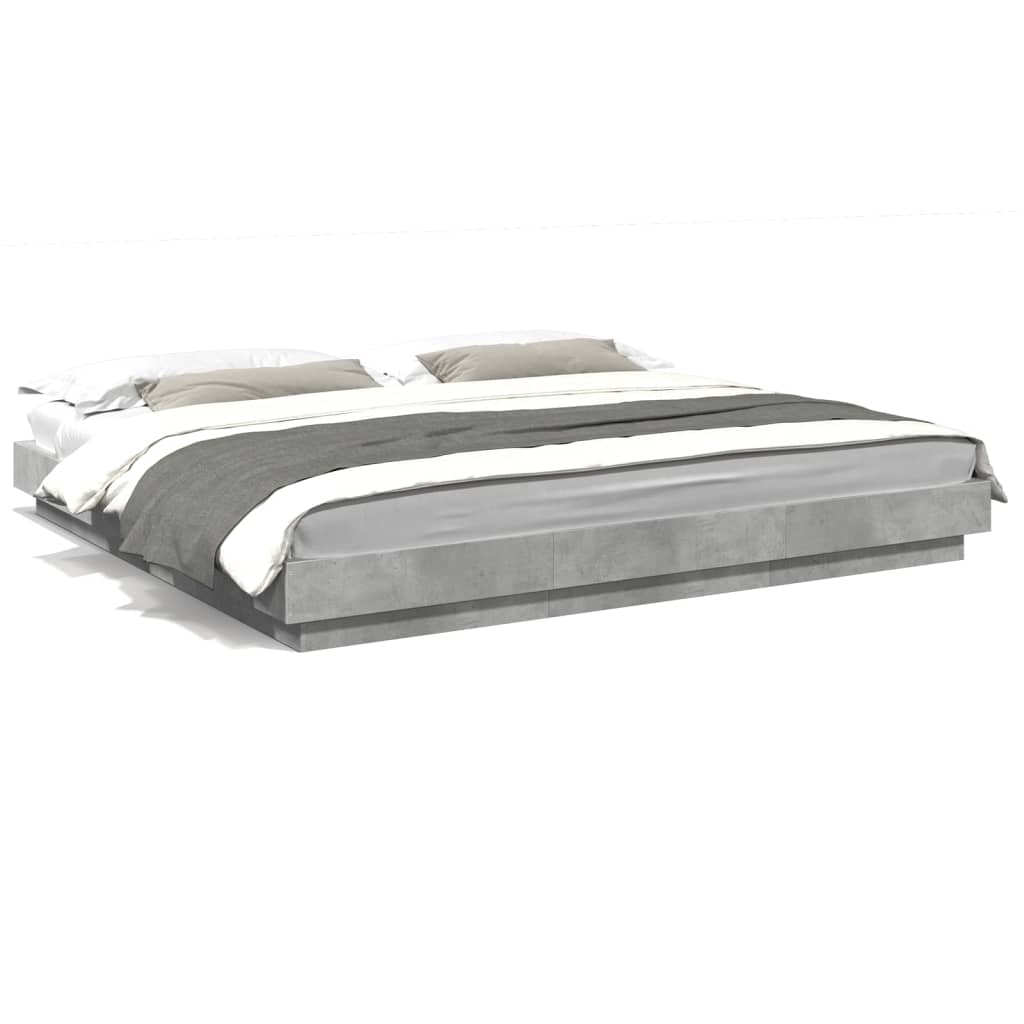 Cadre de lit et lumières LED sans matelas gris béton 180x200 cm - XIOS