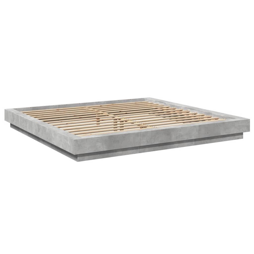 Cadre de lit et lumières LED sans matelas gris béton 180x200 cm - XIOS