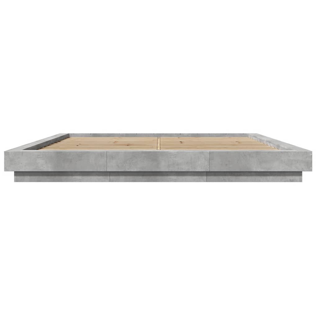 Cadre de lit et lumières LED sans matelas gris béton 180x200 cm - XIOS
