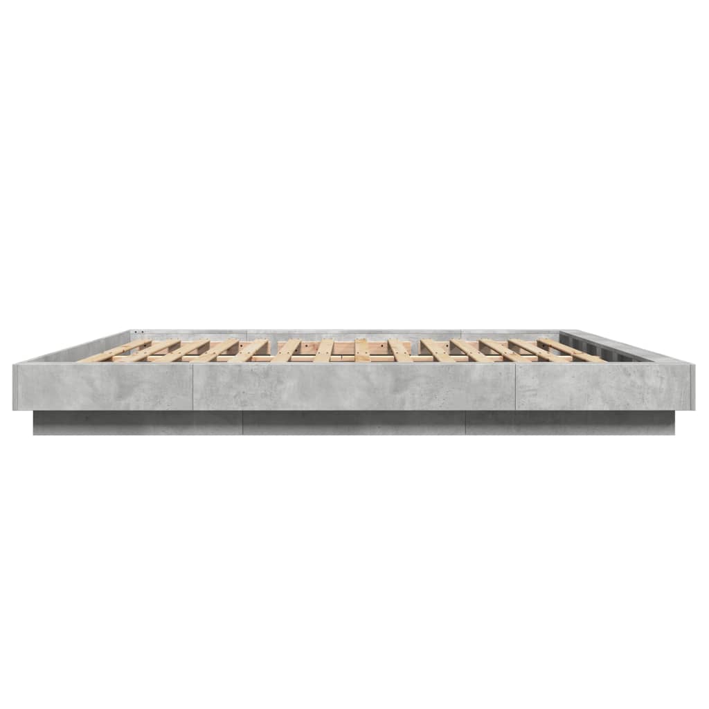 Cadre de lit et lumières LED sans matelas gris béton 180x200 cm - XIOS