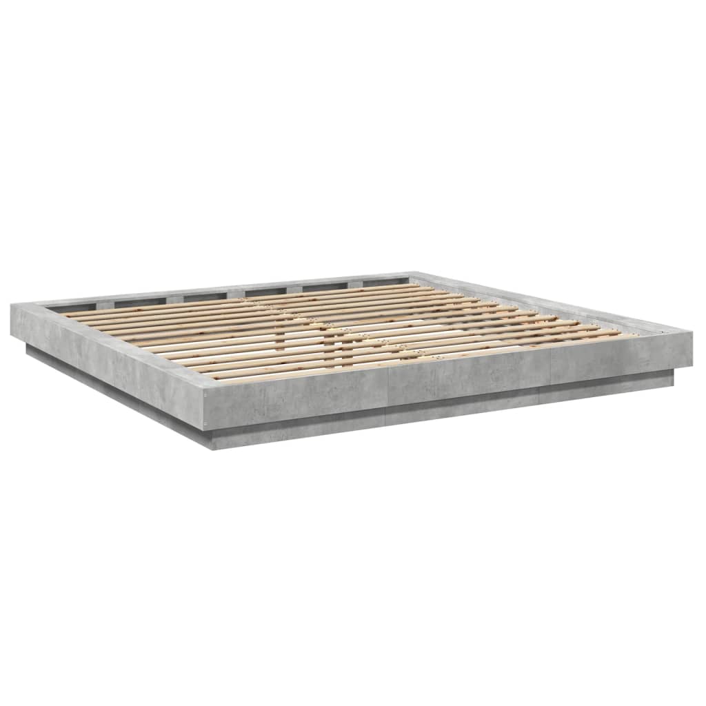 Cadre de lit et lumières LED sans matelas gris béton 180x200 cm - XIOS