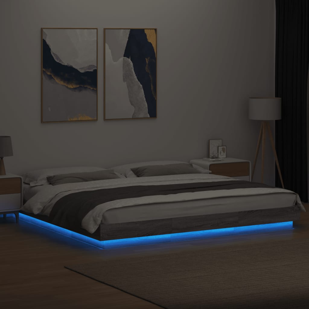 Cadre de lit et lumières LED sans matelas sonoma gris 180x200cm - XIOS