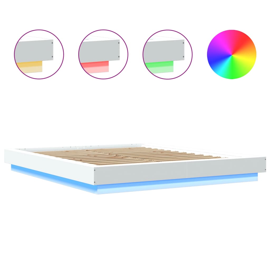 Cadre de lit avec lumières LED sans matelas blanc 160x200 cm - XIOS