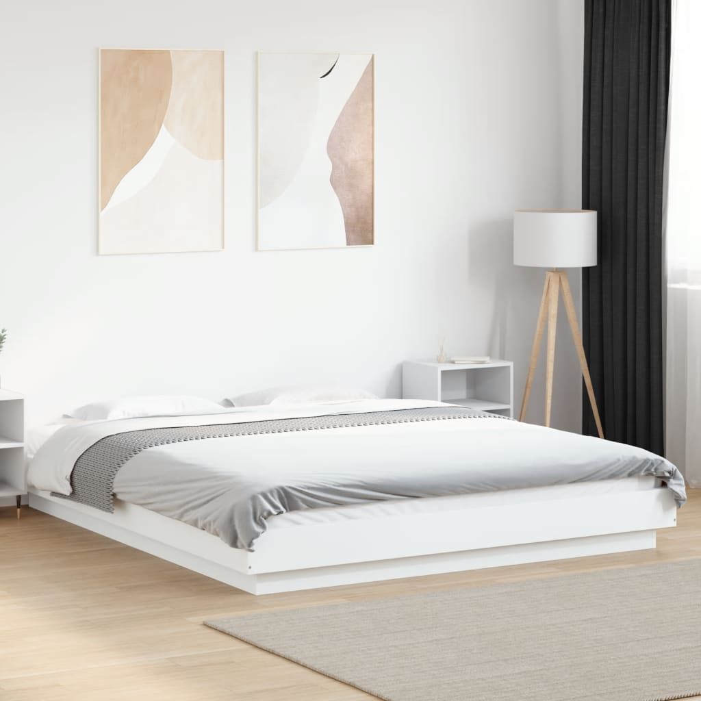 Cadre de lit avec lumières LED sans matelas blanc 160x200 cm - XIOS