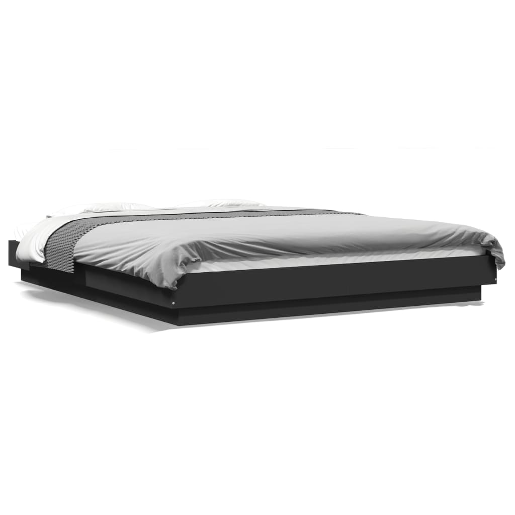 Cadre de lit avec lumières LED sans matelas noir 160x200 cm - XIOS