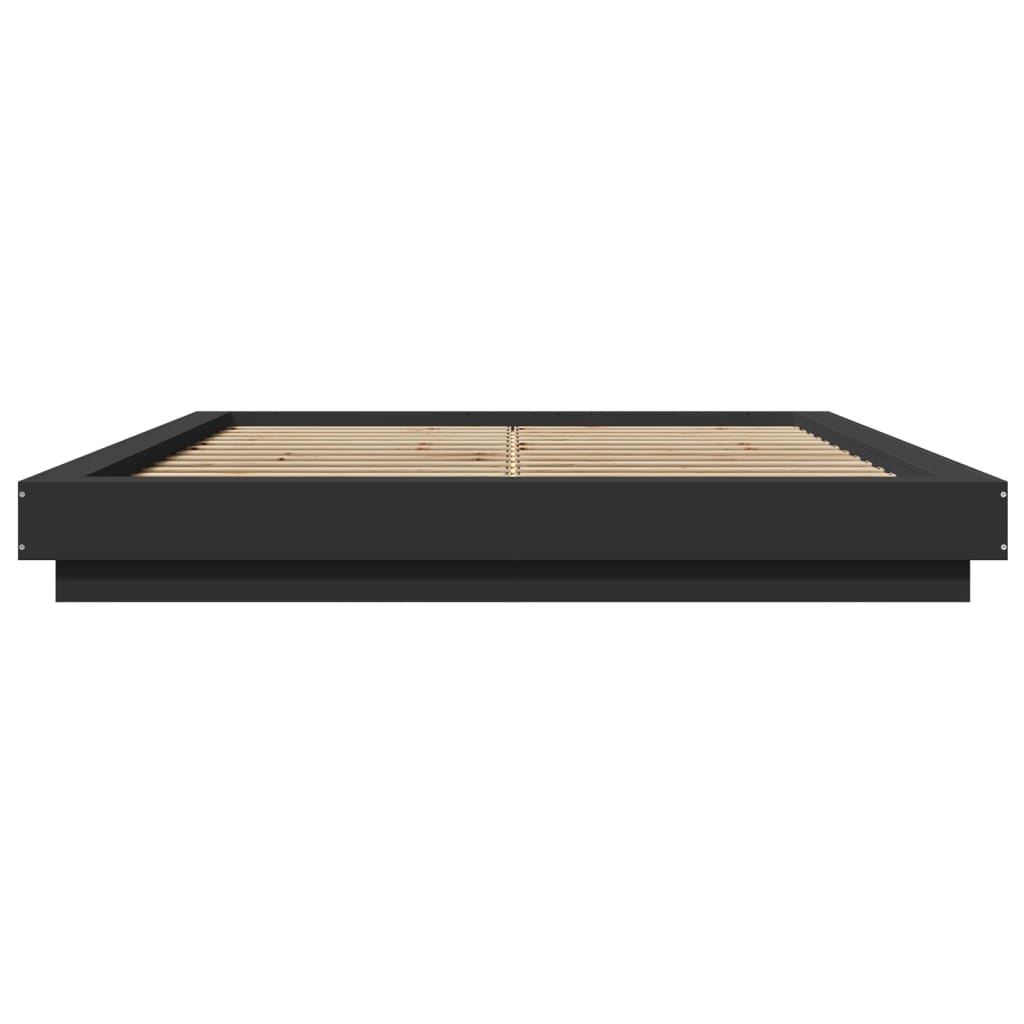Cadre de lit avec lumières LED sans matelas noir 160x200 cm - XIOS