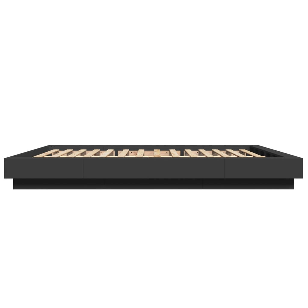 Cadre de lit avec lumières LED sans matelas noir 160x200 cm - XIOS