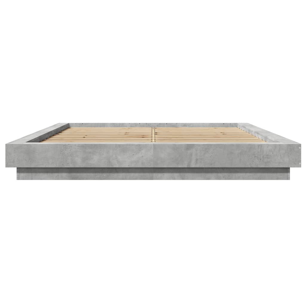 Cadre de lit et lumières LED sans matelas gris béton 160x200 cm - XIOS
