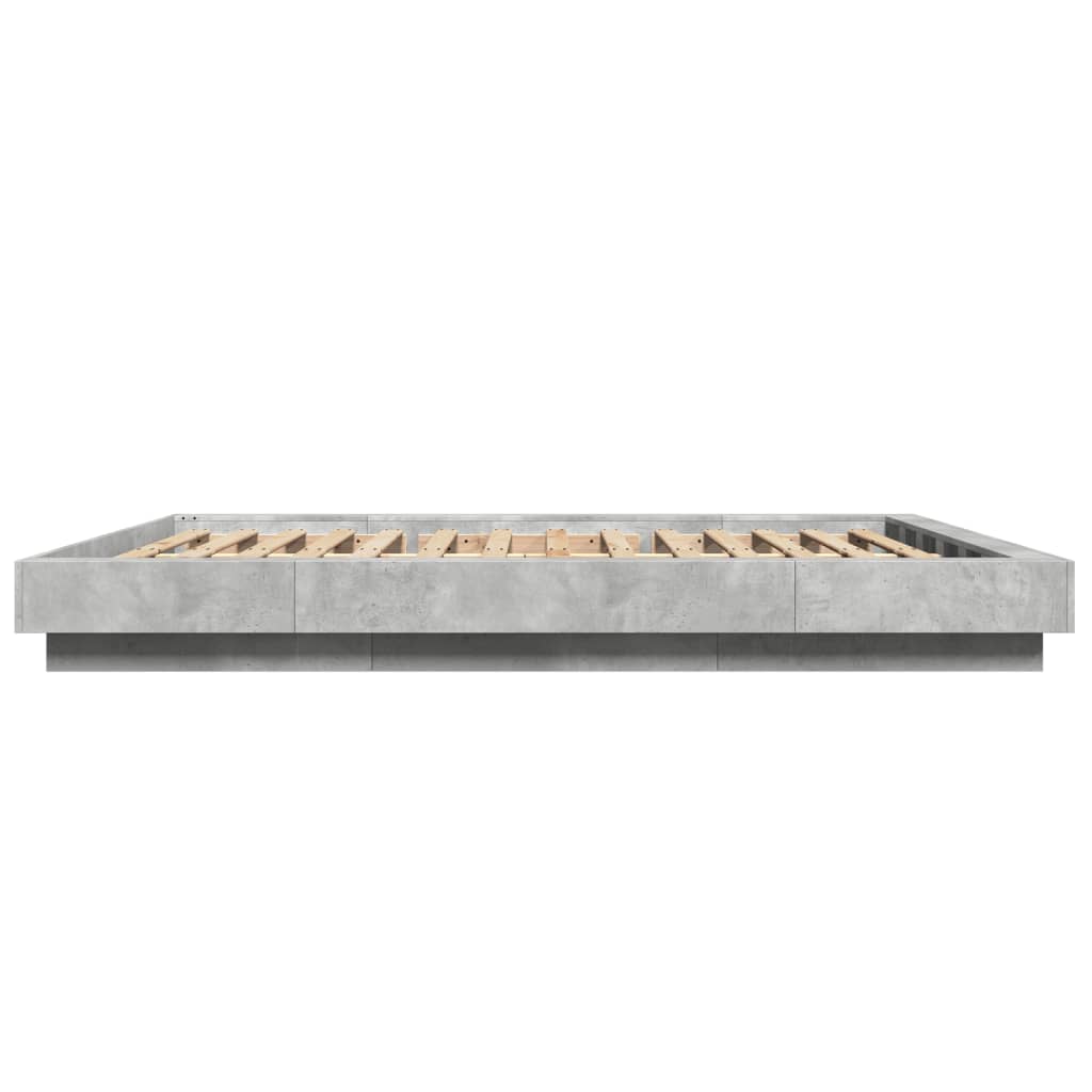 Cadre de lit et lumières LED sans matelas gris béton 160x200 cm - XIOS