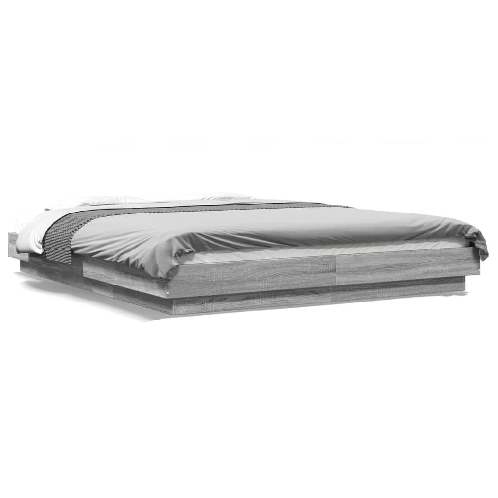 Cadre de lit et lumières LED sans matelas sonoma gris 160x200cm - XIOS