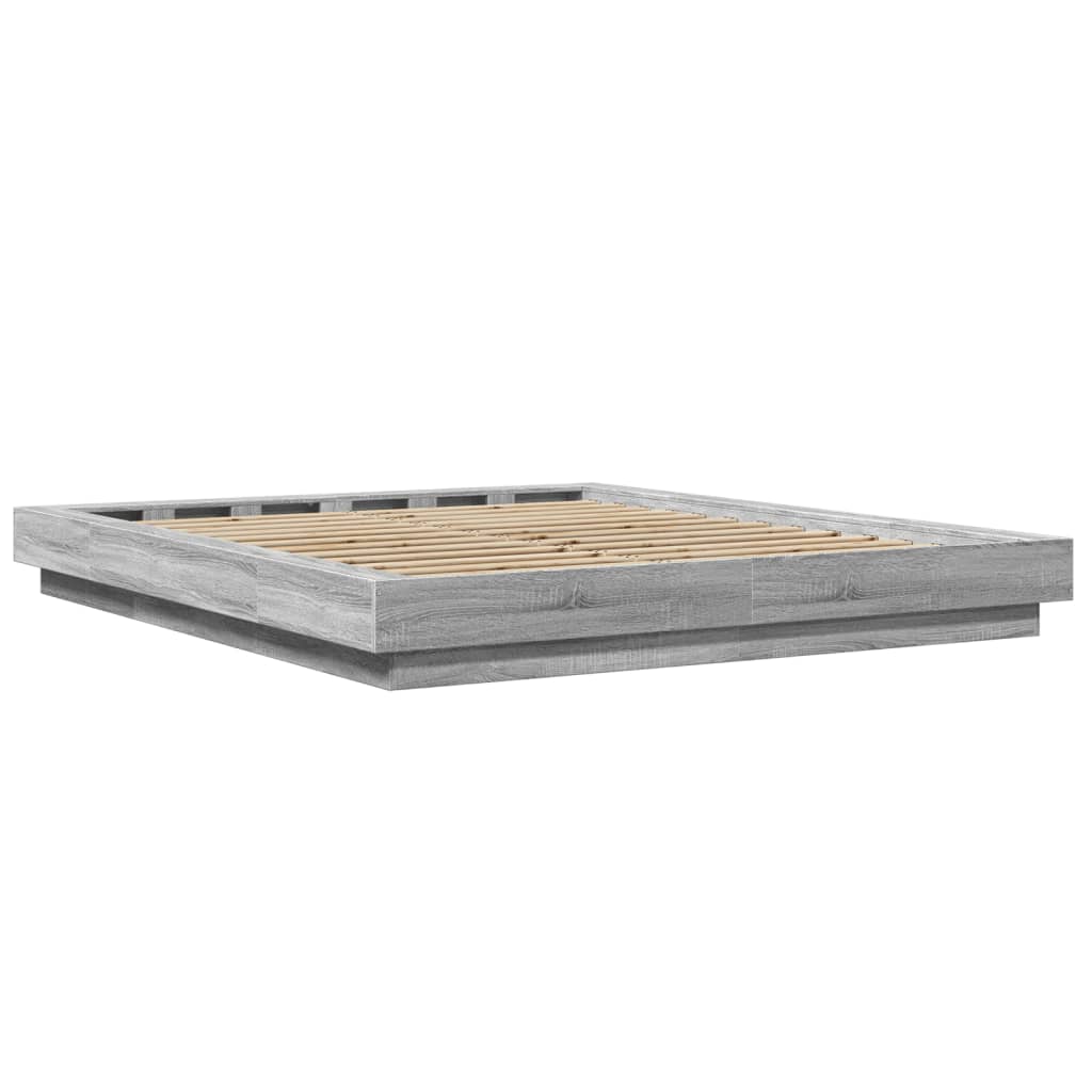 Cadre de lit et lumières LED sans matelas sonoma gris 160x200cm - XIOS