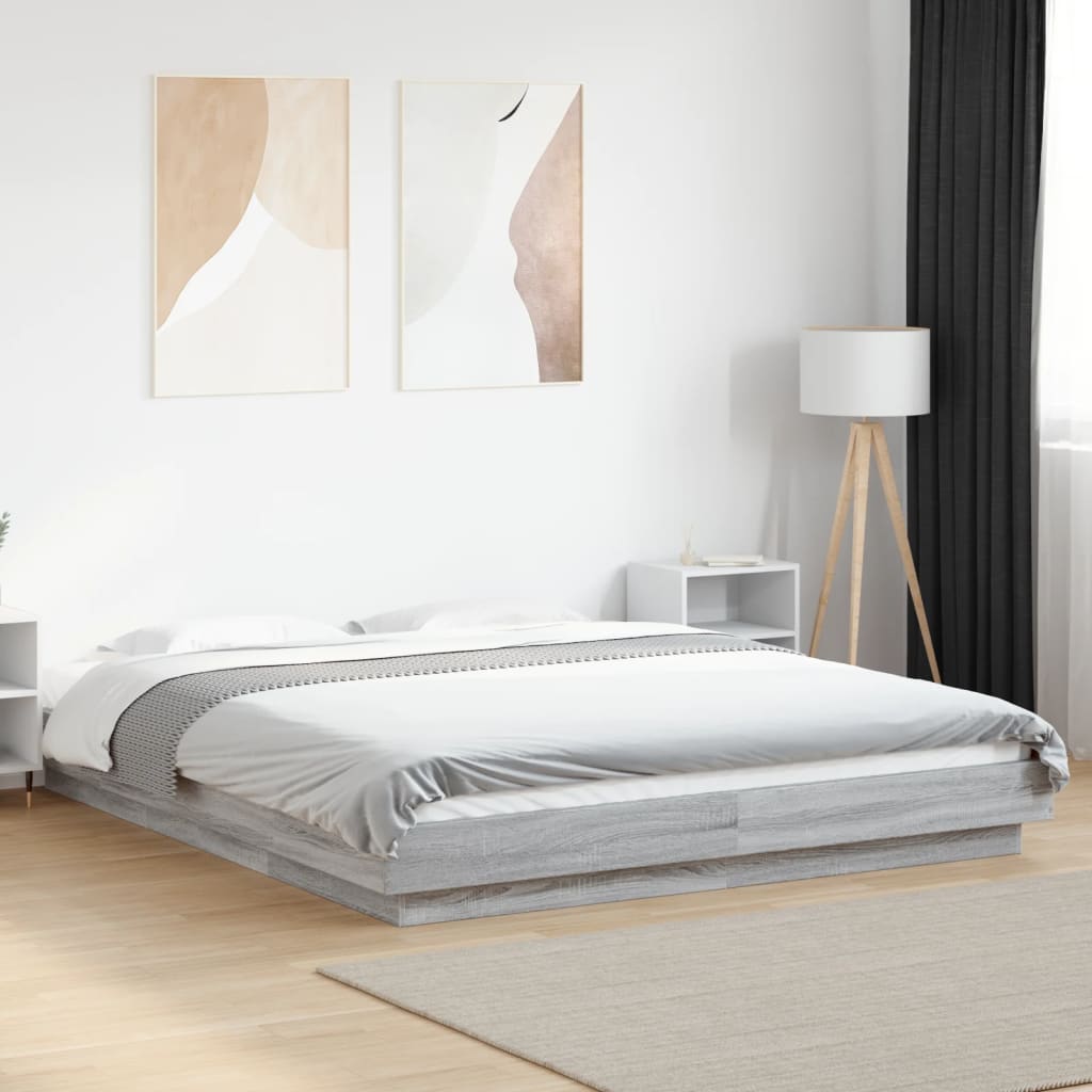 Cadre de lit et lumières LED sans matelas sonoma gris 160x200cm - XIOS