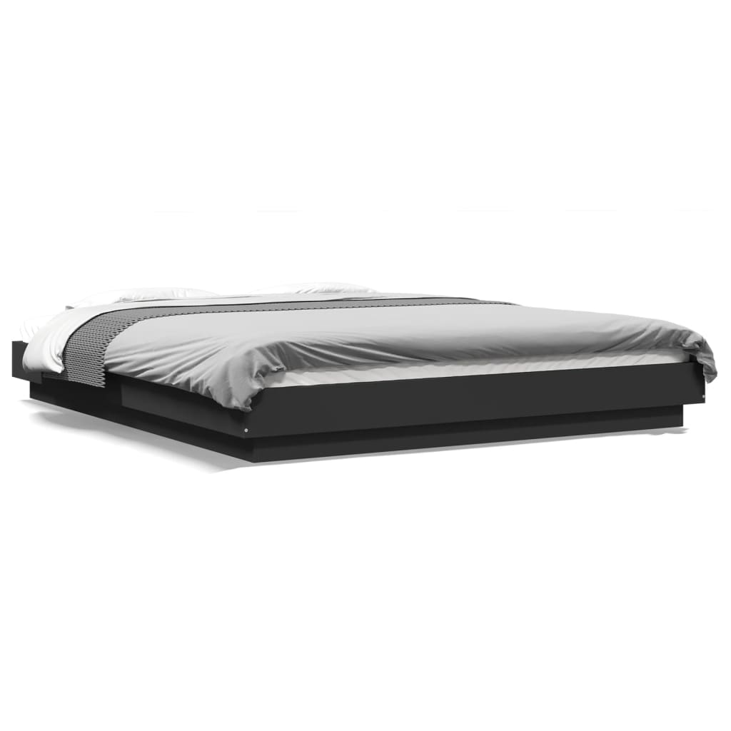 Cadre de lit avec lumières LED sans matelas noir 150x200 cm - XIOS
