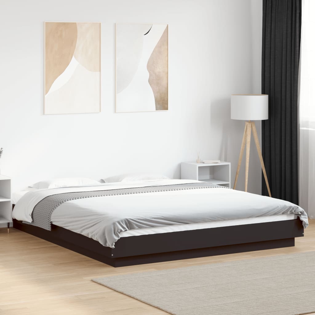 Cadre de lit avec lumières LED sans matelas noir 150x200 cm - XIOS