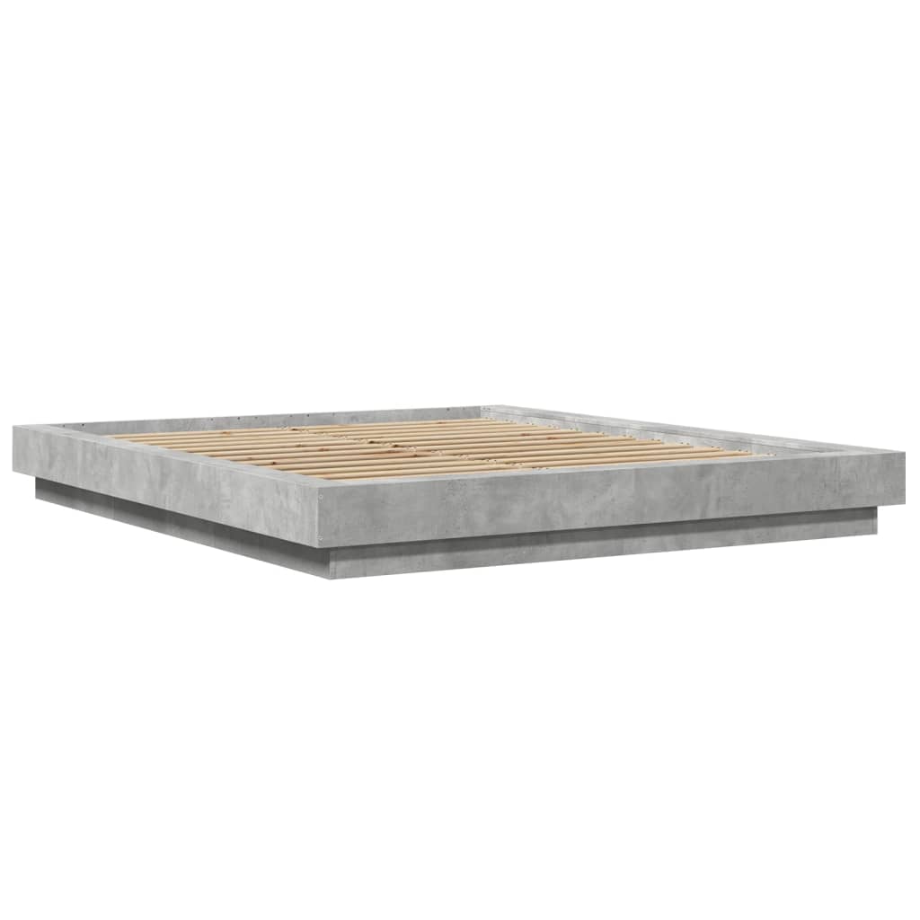 Cadre de lit et lumières LED sans matelas gris béton 150x200 cm - XIOS
