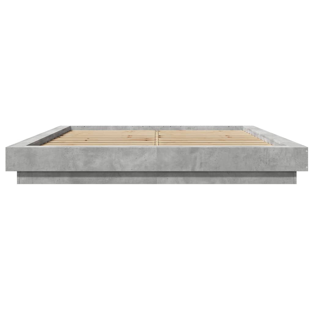 Cadre de lit et lumières LED sans matelas gris béton 150x200 cm - XIOS