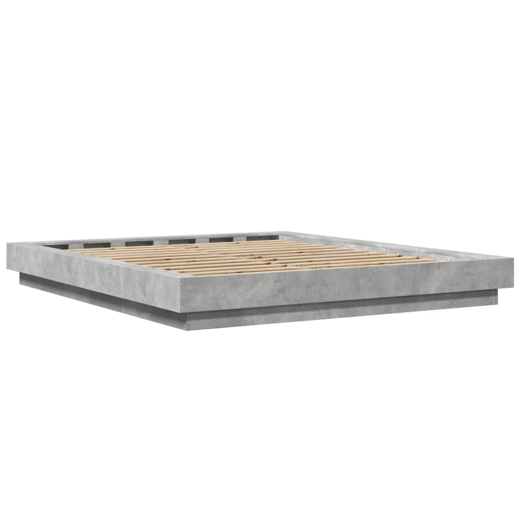 Cadre de lit et lumières LED sans matelas gris béton 150x200 cm - XIOS