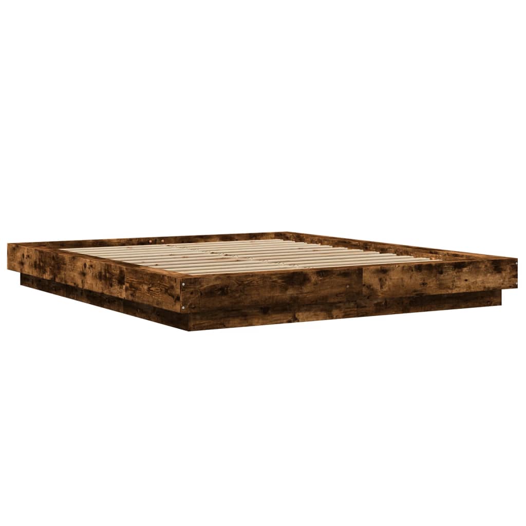 Cadre de lit et lumières LED sans matelas chêne fumé 150x200 cm - XIOS