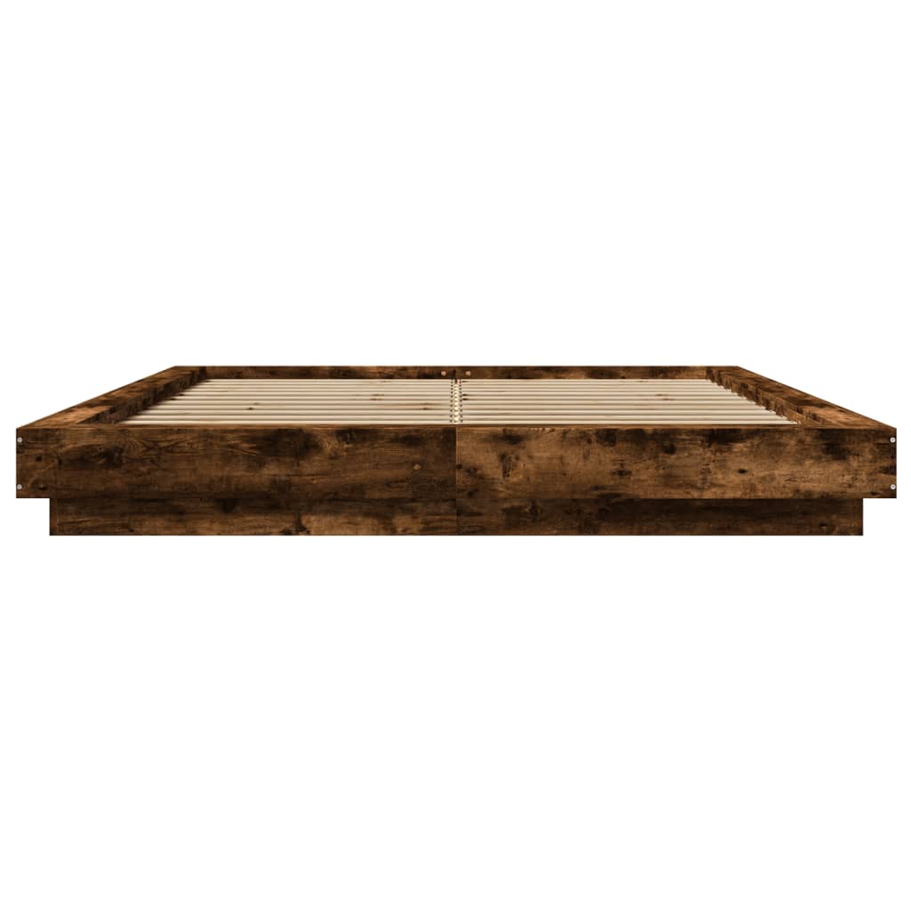 Cadre de lit et lumières LED sans matelas chêne fumé 150x200 cm - XIOS
