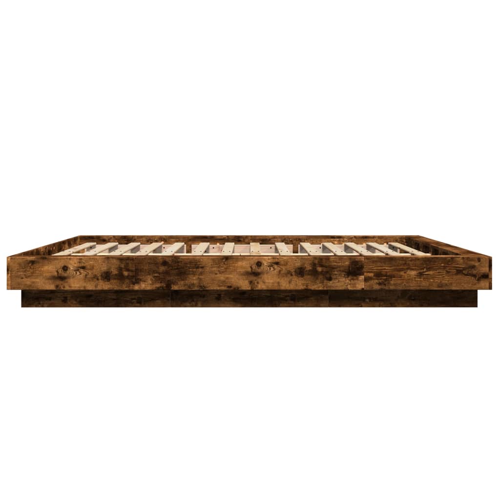 Cadre de lit et lumières LED sans matelas chêne fumé 150x200 cm - XIOS