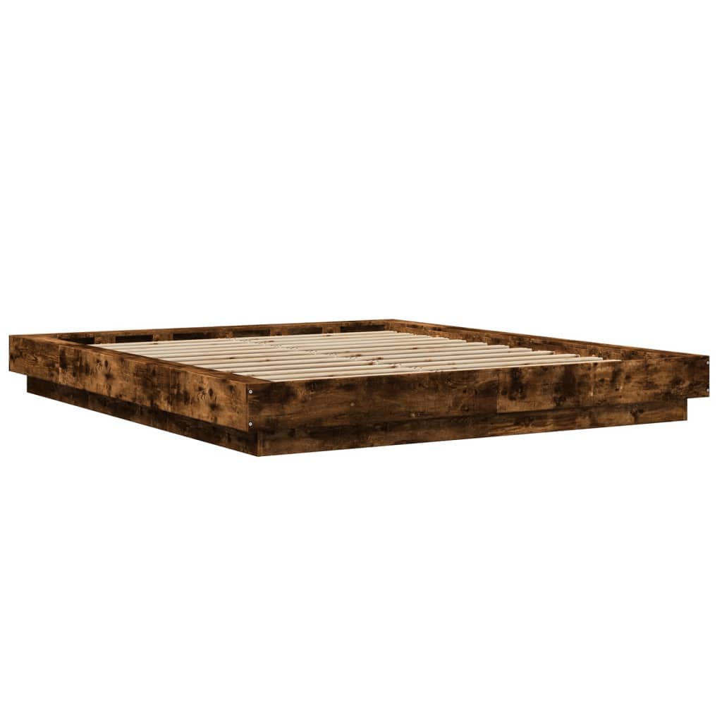 Cadre de lit et lumières LED sans matelas chêne fumé 150x200 cm - XIOS