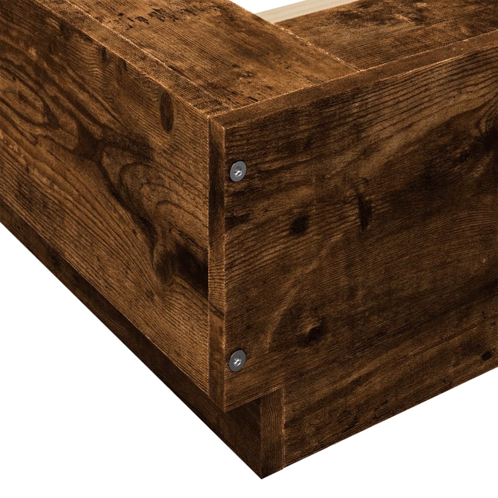 Cadre de lit et lumières LED sans matelas chêne fumé 150x200 cm - XIOS