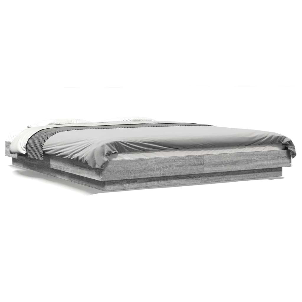Cadre de lit et lumières LED sans matelas sonoma gris 150x200cm - XIOS