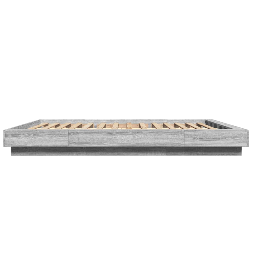 Cadre de lit et lumières LED sans matelas sonoma gris 150x200cm - XIOS