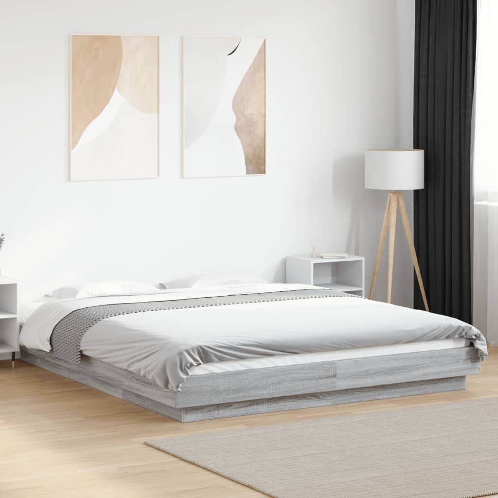 Cadre de lit et lumières LED sans matelas sonoma gris 150x200cm - XIOS