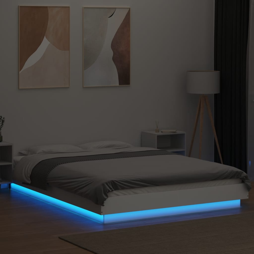 Cadre de lit avec lumières LED sans matelas blanc 140x200 cm - XIOS