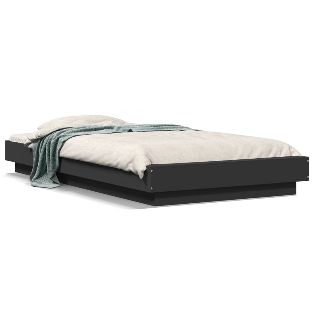 Cadre de lit avec lumières LED sans matelas noir 100x200 cm - XIOS