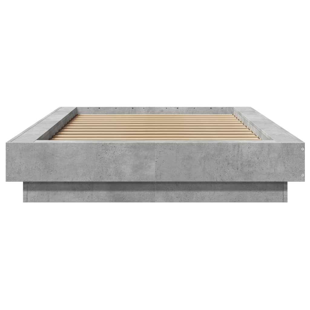 Cadre de lit et lumières LED sans matelas gris béton 100x200 cm - XIOS