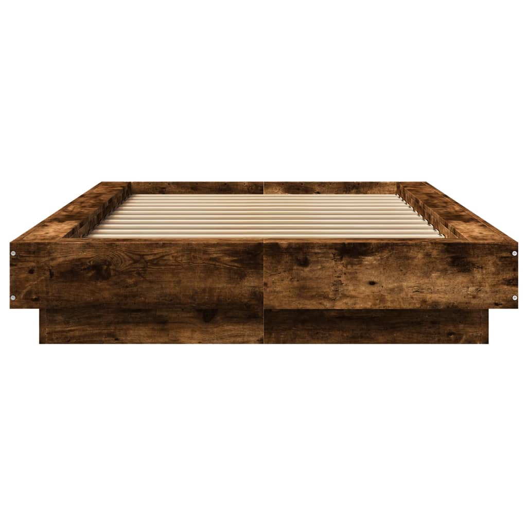 Cadre de lit et lumières LED sans matelas chêne fumé 100x200 cm - XIOS