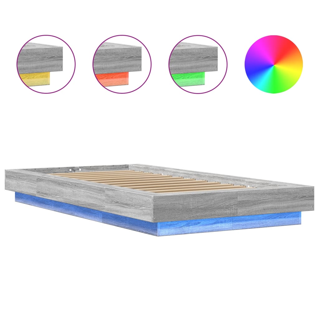 Cadre de lit et lumières LED sans matelas sonoma gris 100x200cm - XIOS