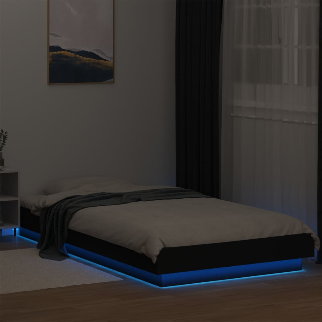 Cadre de lit avec lumières LED sans matelas noir 90x200 cm - XIOS