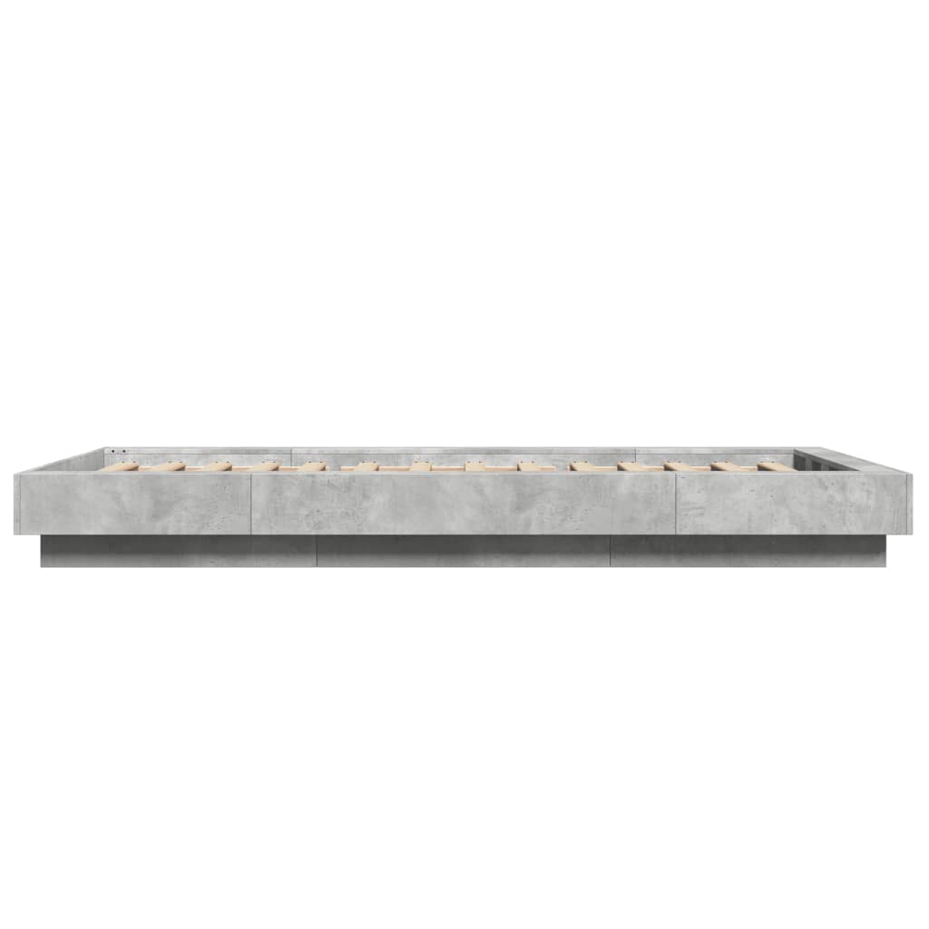 Cadre de lit et lumières LED sans matelas gris béton 90x200 cm - XIOS