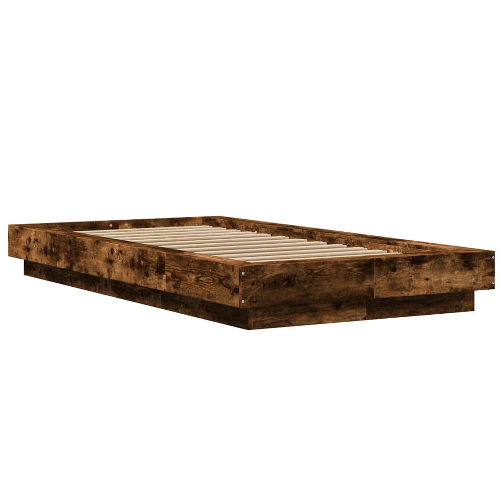 Cadre de lit et lumières LED sans matelas chêne fumé 90x200 cm - XIOS