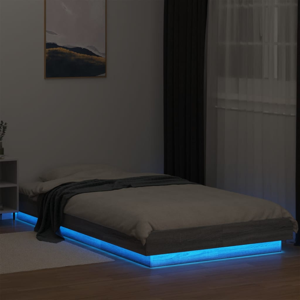 Cadre de lit et lumières LED sans matelas sonoma gris 90x200 cm - XIOS